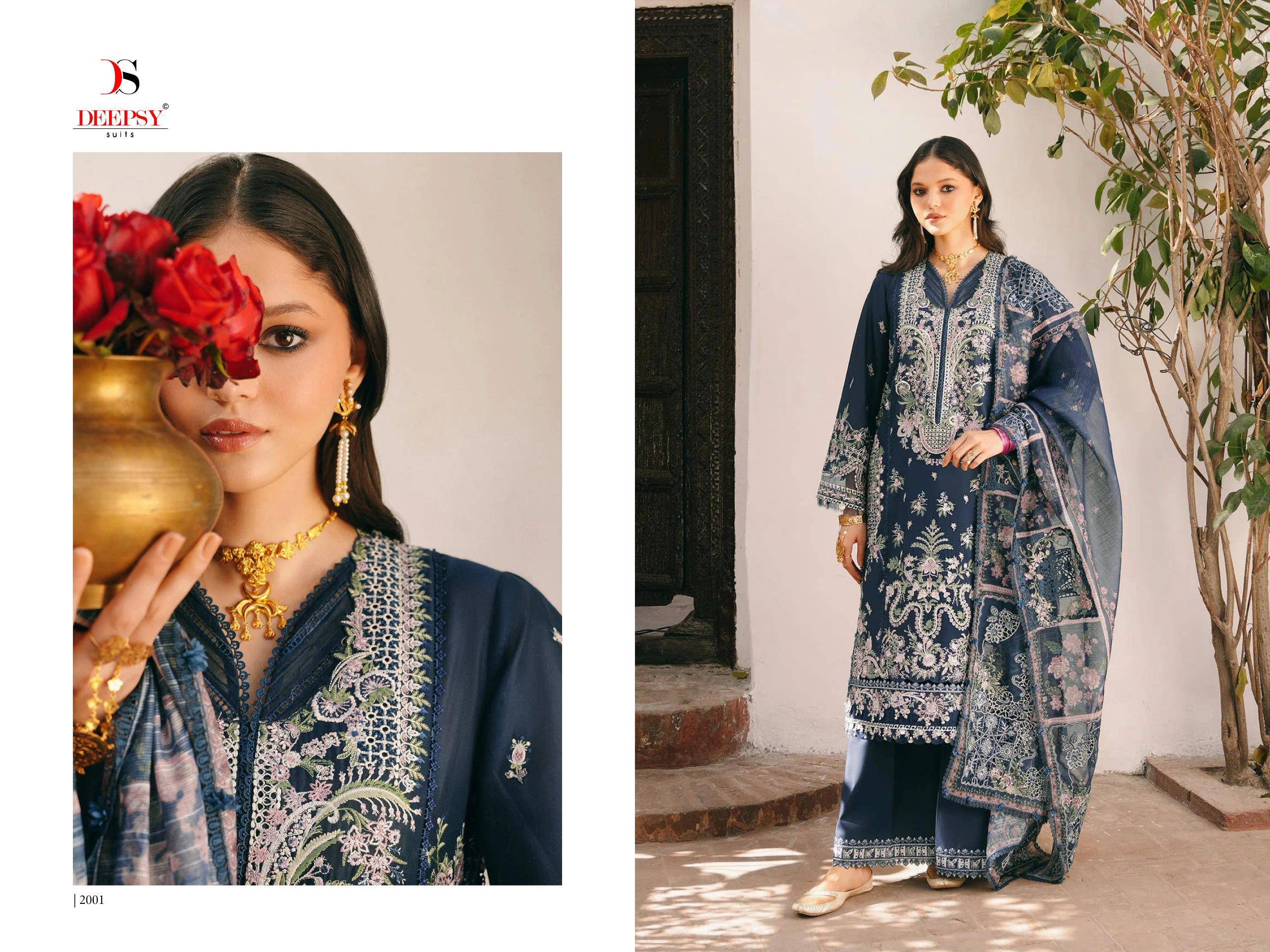 ELAF  Premium-5 Luxury Lawn by DEEPSY SUITS 2001 TO 2006 SERIES Pakistani Stylish Embroidered Pure Cotton Dresses At Wholesale Price